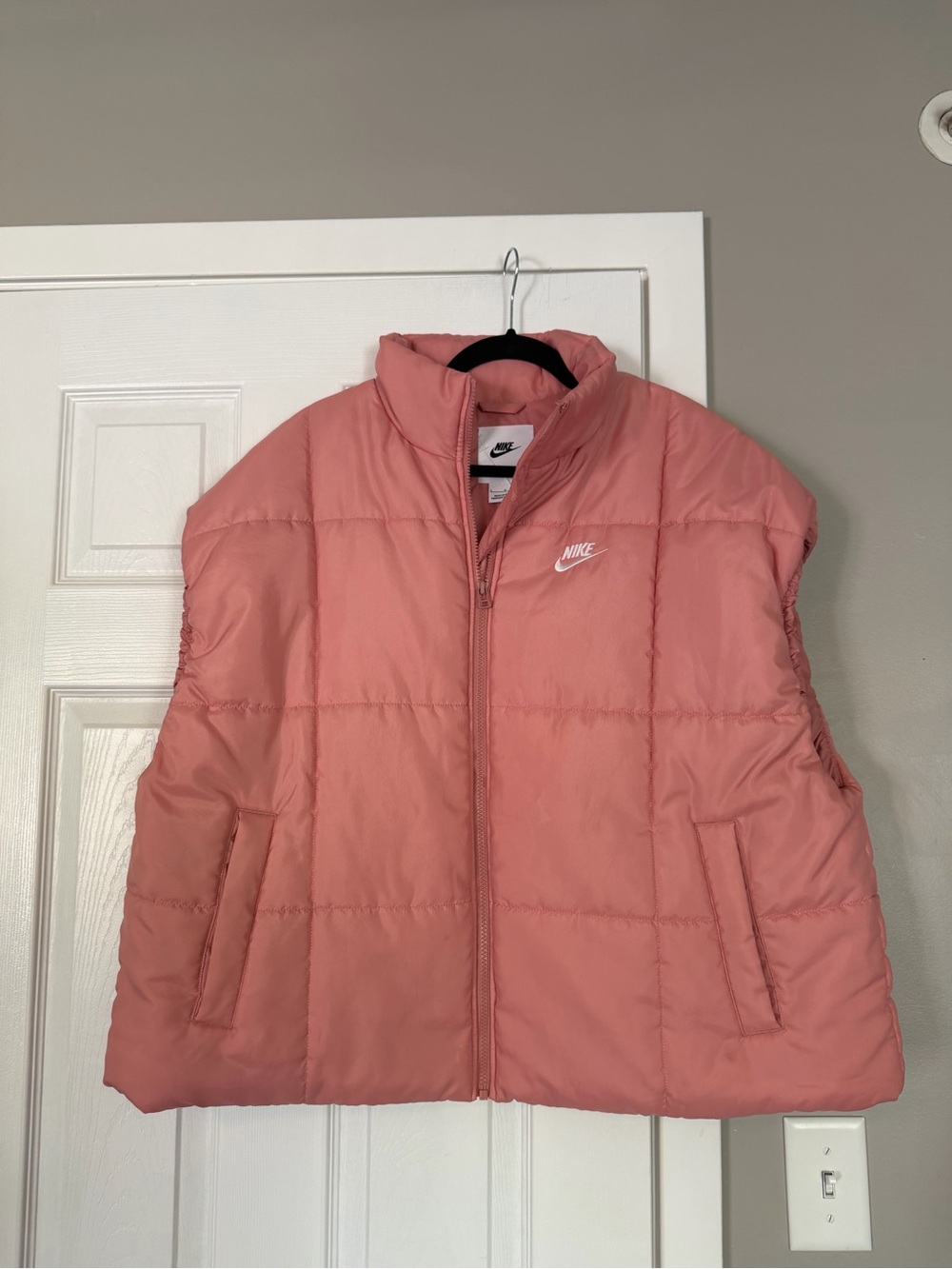 Nike Peach Light Pink Oversized Vest Puffer Jacket